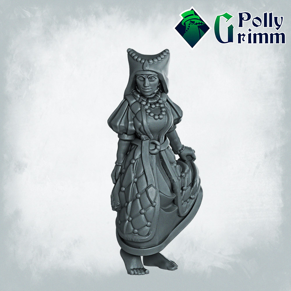 Fantasy and historic miniatures for tabletop games. Lupin set. Three form, human. Noble lady